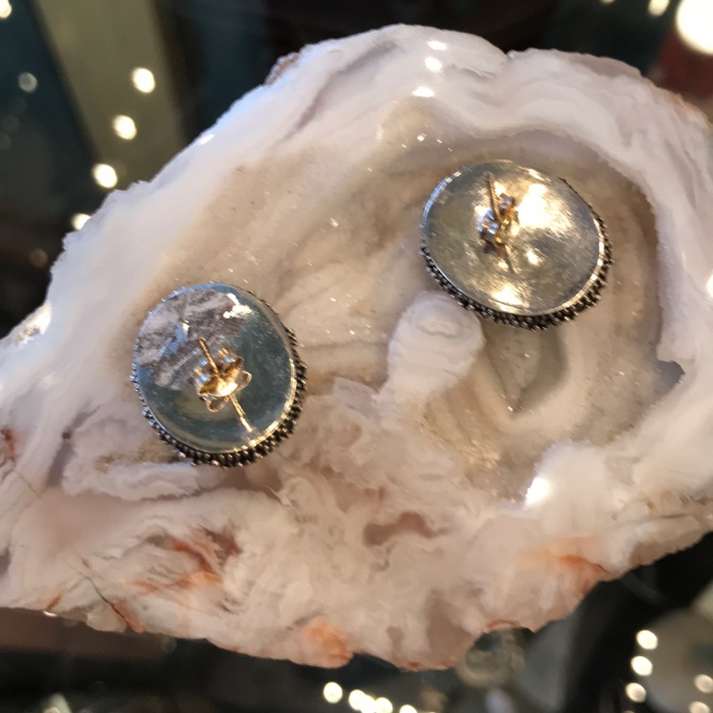 Turquoise and Sterling Silver Stud Earrings - Picture 2 of 3